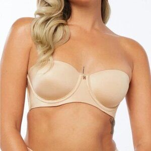 Savage X Fenty Strapless Bra Microfiber Satin Nude Underwire US 32D